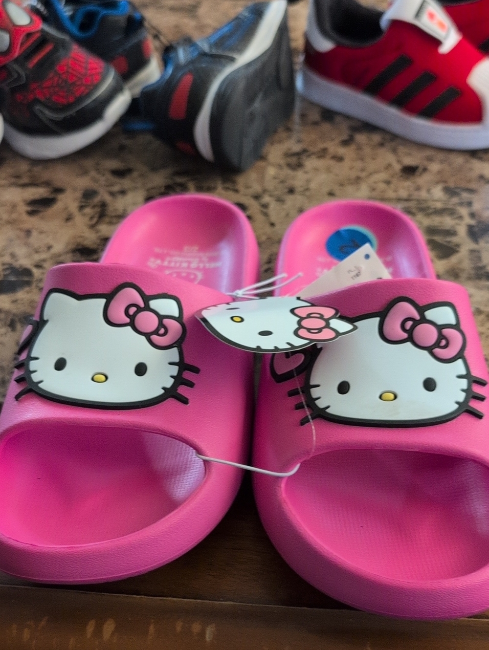 Hello Kitty Bright Pink Girls' Slide Sandals with Character Graphic